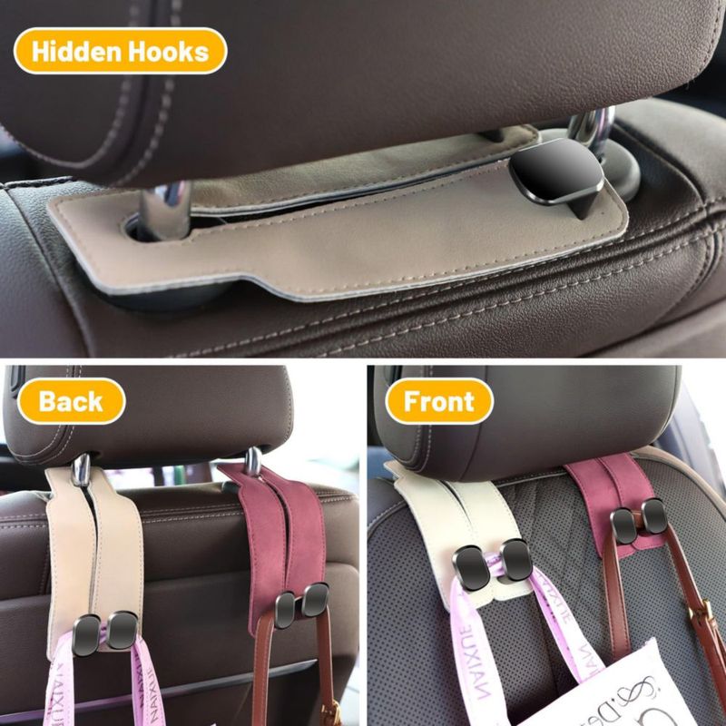 Gancho para reposacabezas de auto Amelity paquete de 4 color beige