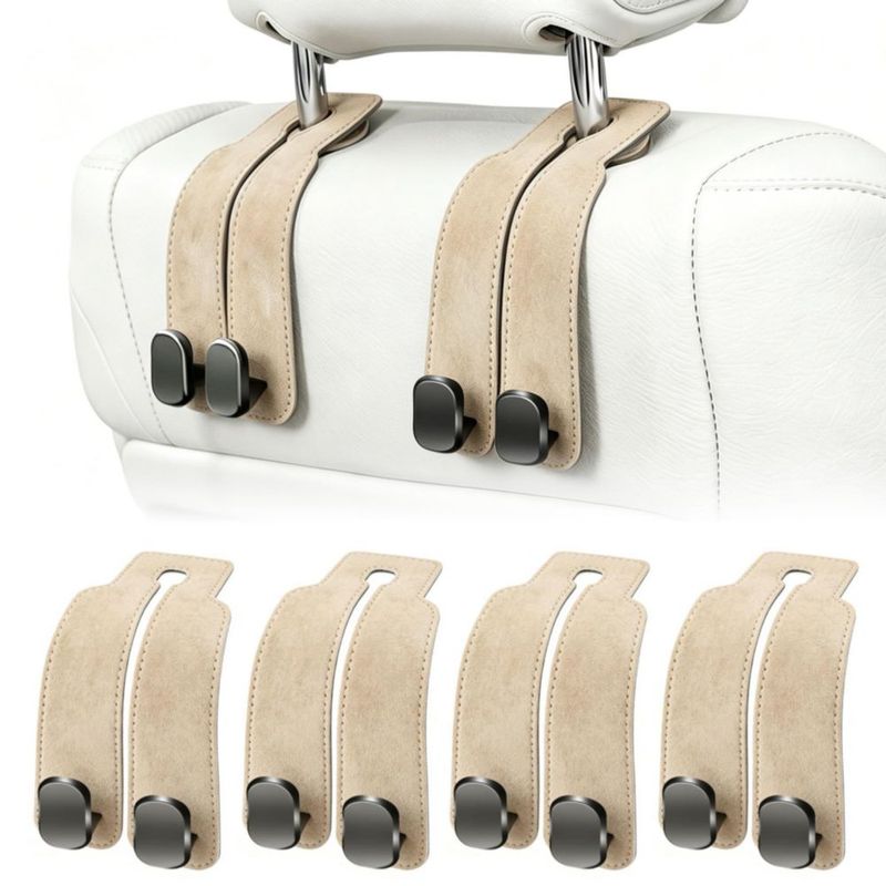Gancho para reposacabezas de auto Amelity paquete de 4 color beige