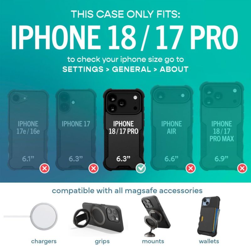 Funda Smartish para iPhone 18/17 Pro MagSafe negra