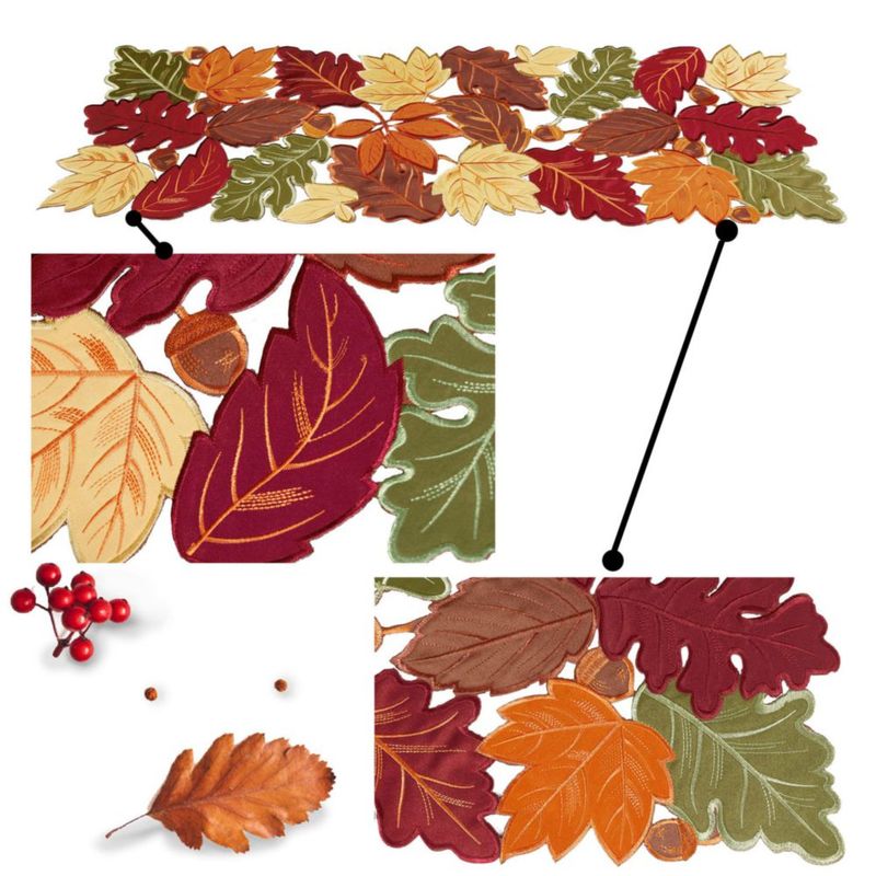 Caminero de Mesa OWENIE 33 cm × 91 cm Otoño con Bordado de Hoja de Arce