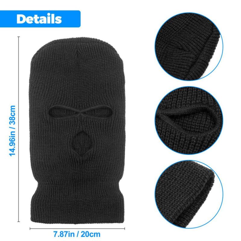 Balaclava Tmflexe pack de 2 8 × 20 cm negro 3 agujeros