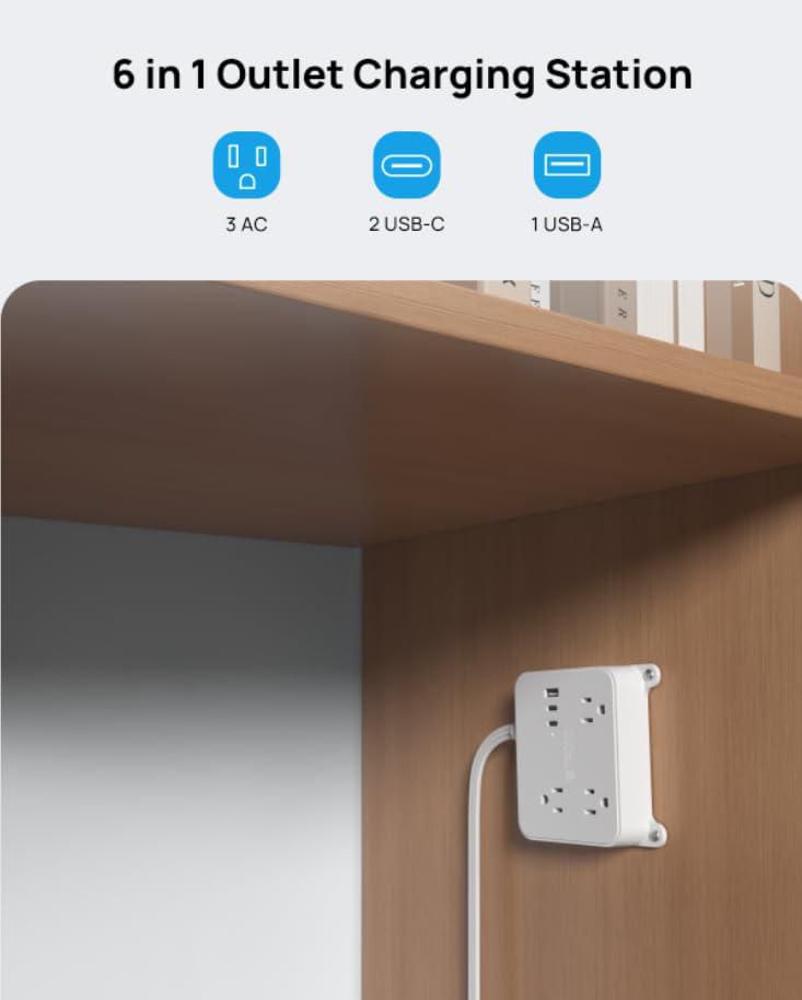 Regleta TROND 15 m Enchufe Plano USB‑C 3 AC