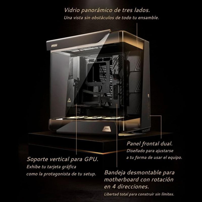 Gabinete gamer msi meg maestro 900r e-atx 3 fan argb cristal