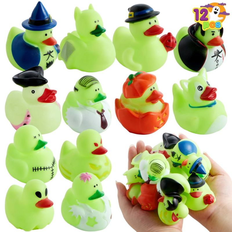 Juguete de Baño JOYIN 12 Piezas Patitos de Halloween que Brillan en la Oscuridad