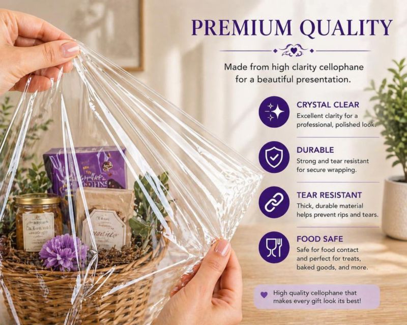 Bolsas de regalo transparentes Purple Q Crafts 76 cm x 91 cm – Pack de 5