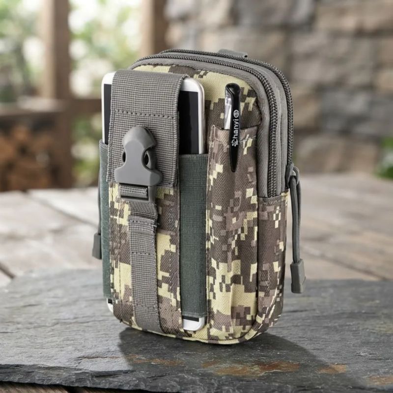 Bolsa Táctica Militar Para Celular Multiusos Gris Camuflaje