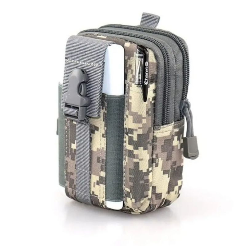 Bolsa Táctica Militar Para Celular Multiusos Gris Camuflaje