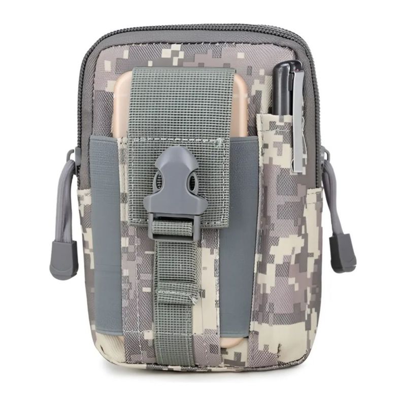 Bolsa Táctica Militar Para Celular Multiusos Gris Camuflaje