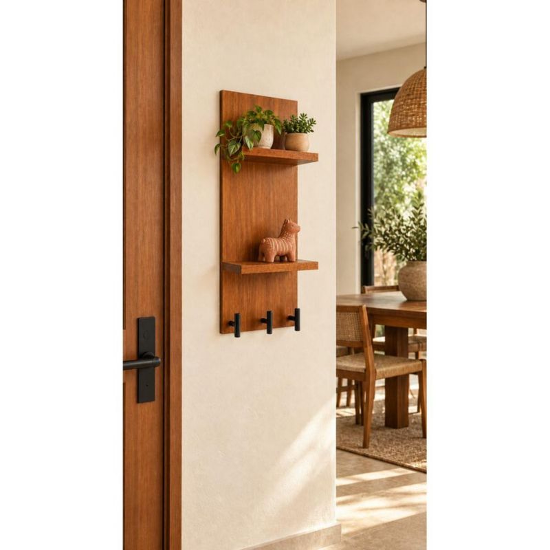 Estante Perchero De Pared Tzalam Con 3 Ganchos