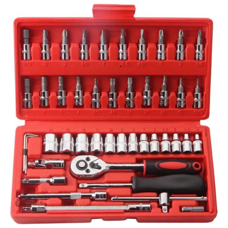 Kit De Herramientas Mecánica Con Desarmador Y Matraca Rojo con Negro