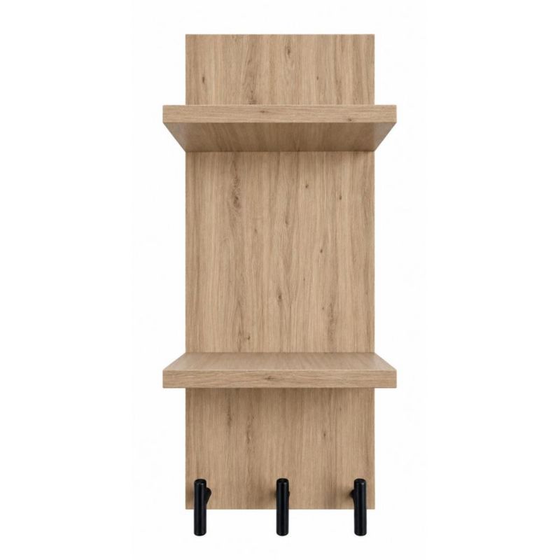 Estante Perchero De Pared Roble Con 3 Ganchos
