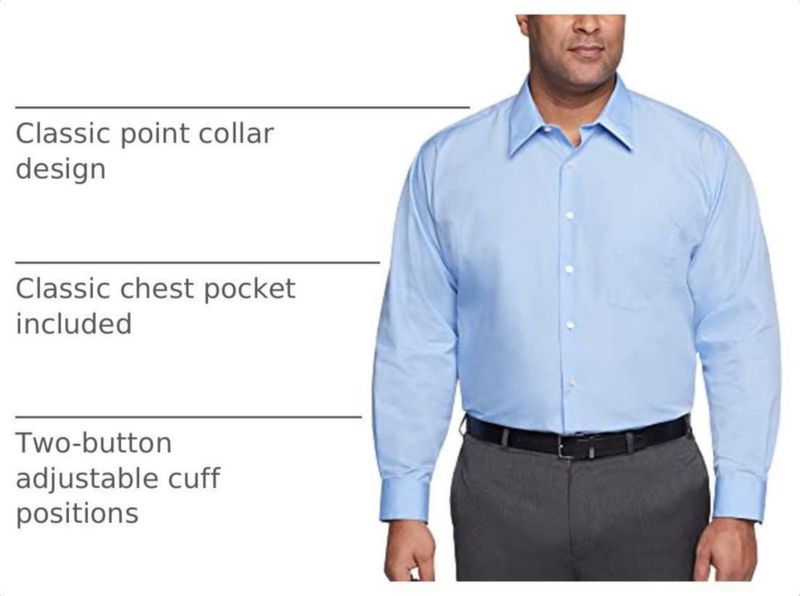 CAMISA Van Heusen Big Fit azul sólido manga 51 cm