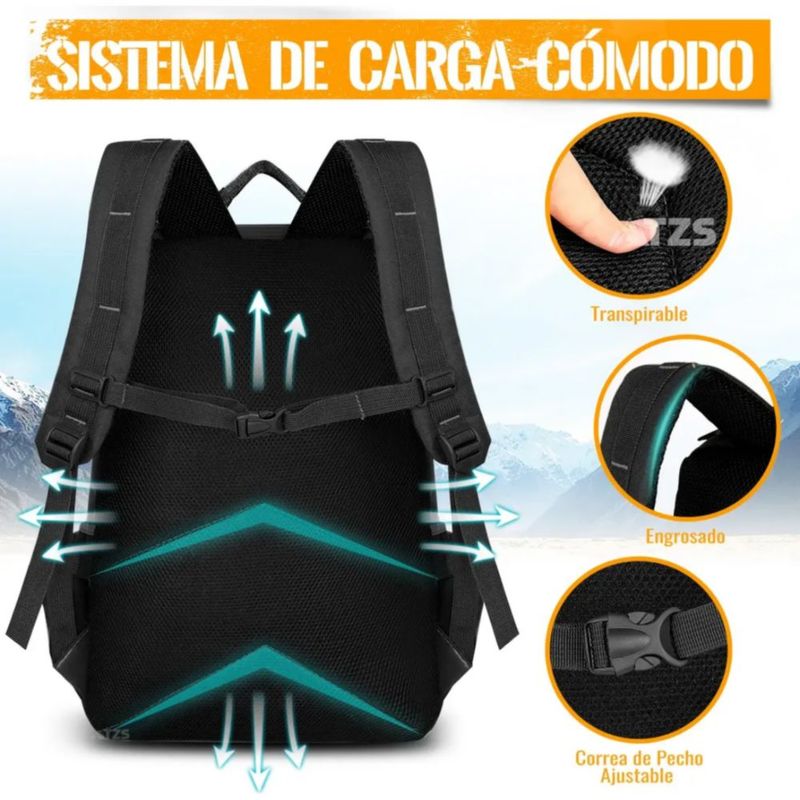 Mochila Militar Táctica Escolar Negro