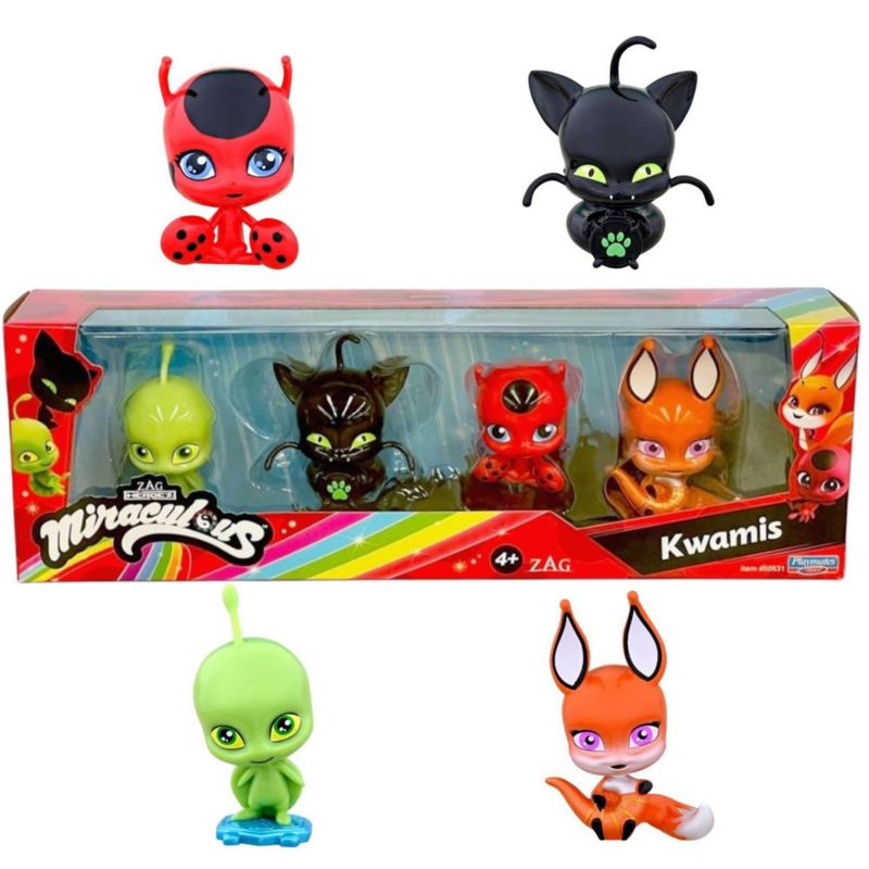 Miraculous Bandai Ladybug Cat Noir Kwami Surprise 4 Pack