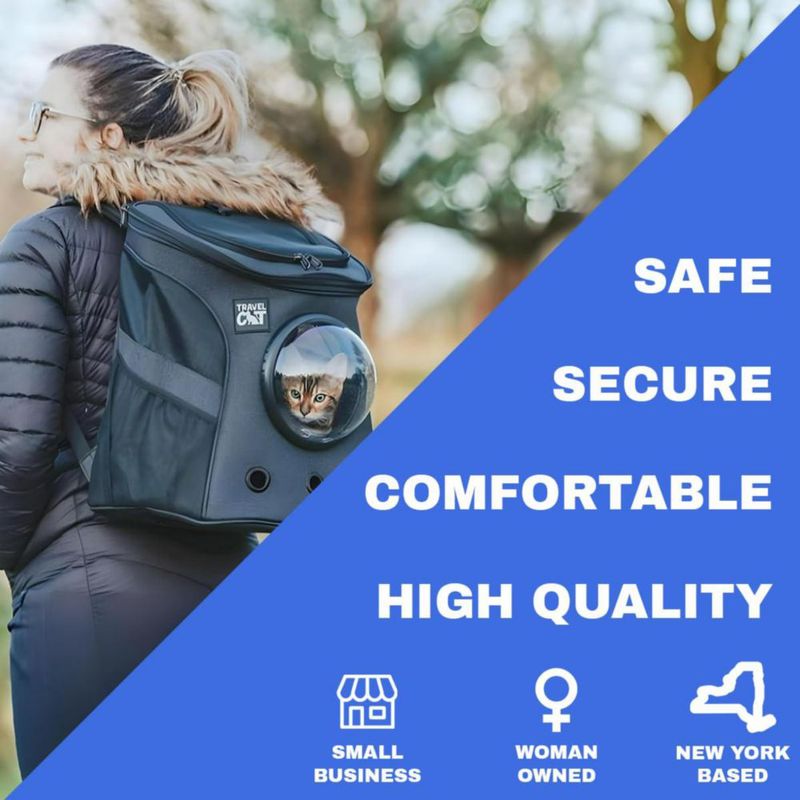 Mochila transportadora para gatos The Fat Cat aprobada por aerolíneas con ventana burbuja