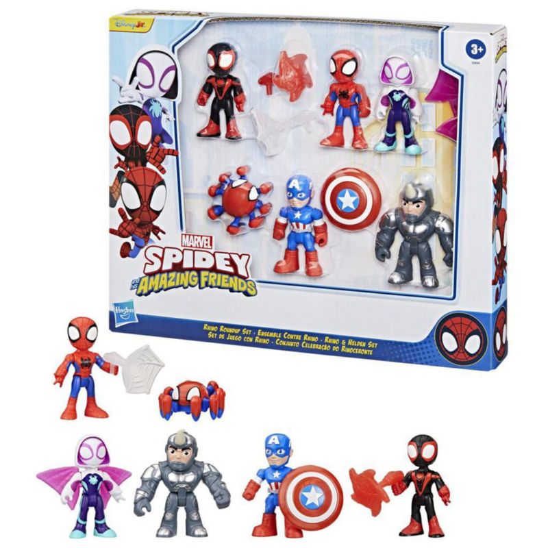 Marvel Spidey and His Amazing Friends Set Juego Rhino Figuras Acción