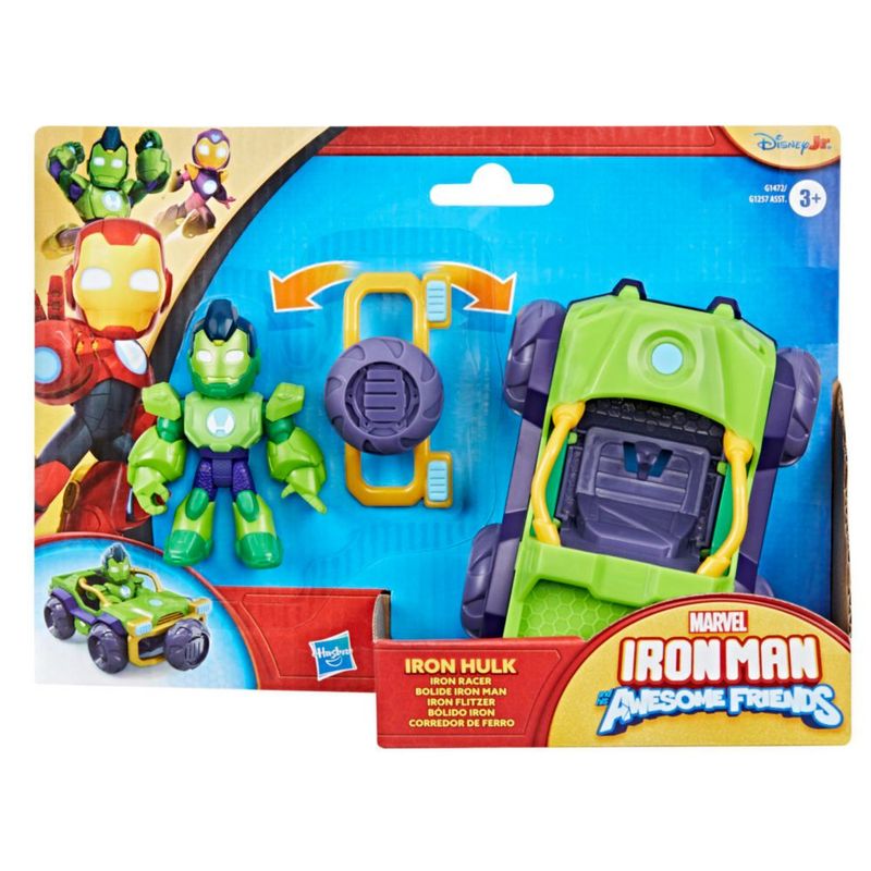 MARVEL Iron Man and His Awesome Friends Figura Hulk Bólido 7 5 cm
