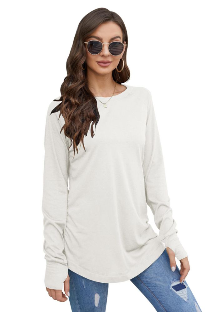 Camiseta Fisoew de manga larga blanca con agujeros para los pulgares