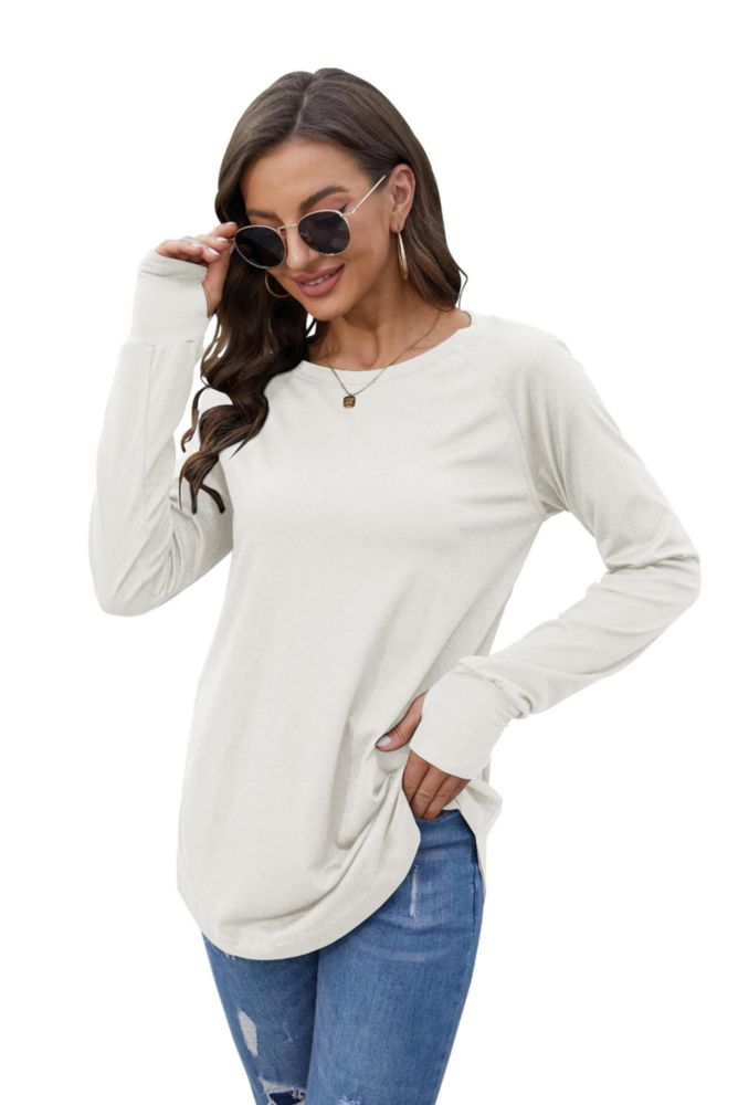 Camiseta Fisoew de manga larga blanca con agujeros para los pulgares