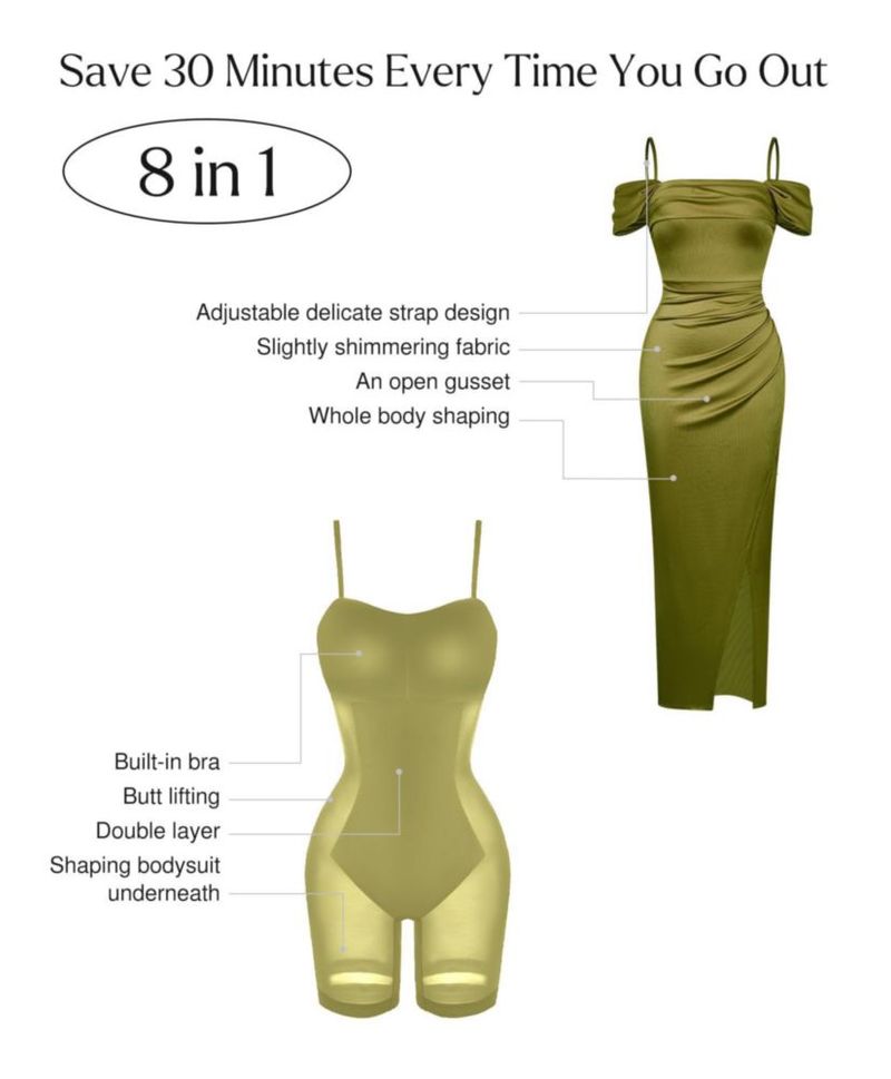 Vestido Popilush L Verde sin hombros con modelador Maxi
