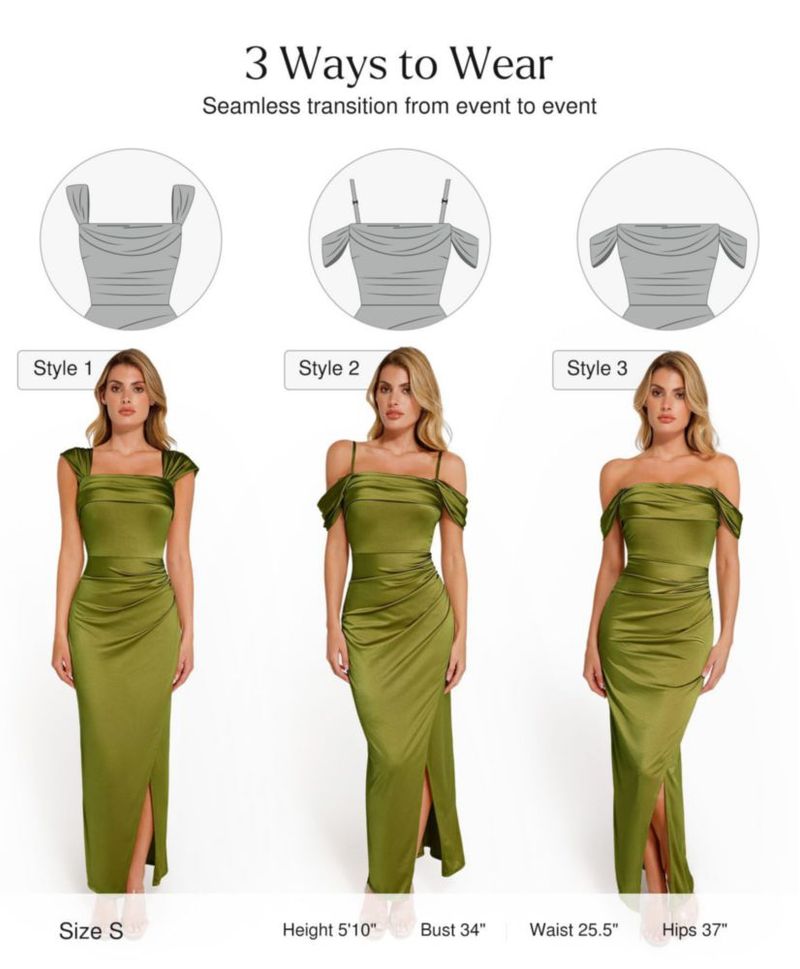 Vestido Popilush L Verde sin hombros con modelador Maxi