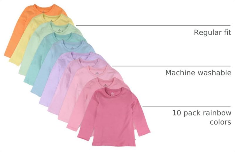 Camiseta HonestBaby 4T Algodón Orgánico Arcoíris Pack de 10