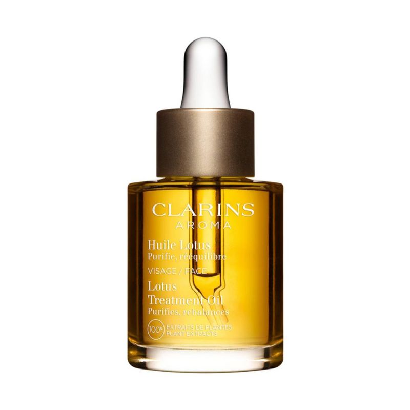 Tratamiento de aceite facial Clarins Lotus hidrata tonifica y equilibra