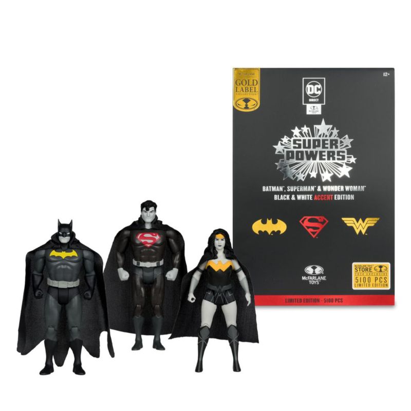 McFarlane Toys DC Super Powers Batman Superman Wonder Woman Black