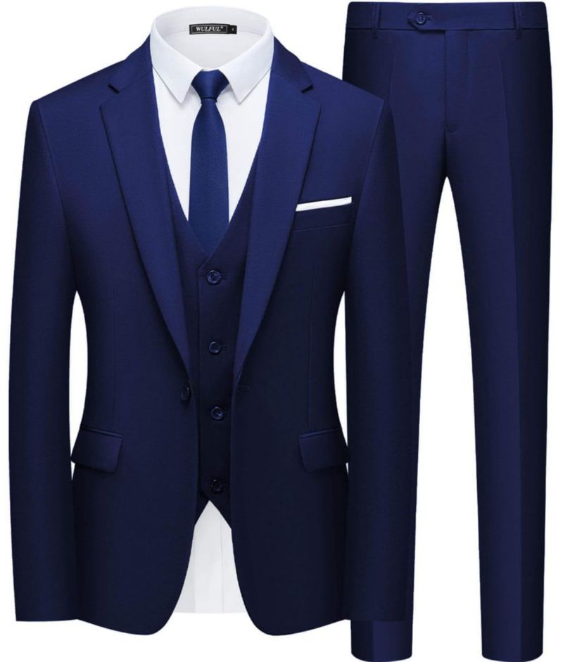 Traje WULFUL para Hombre de Corte Entallado 3 Piezas Azul