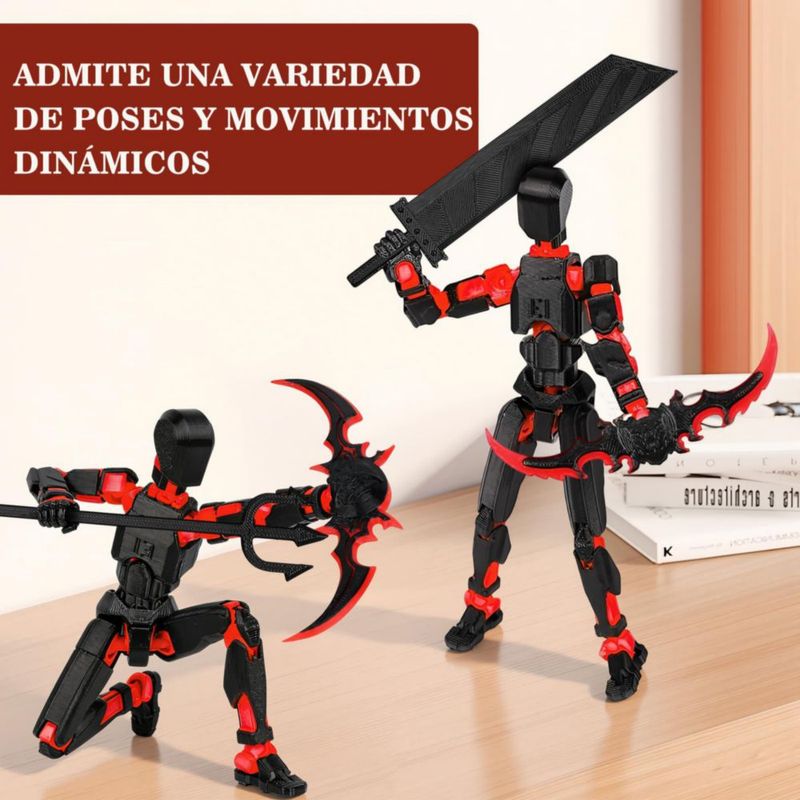 Figura Acción Toy 13 RUIAO Múltiples Articulaciones 3D Negro Rojo