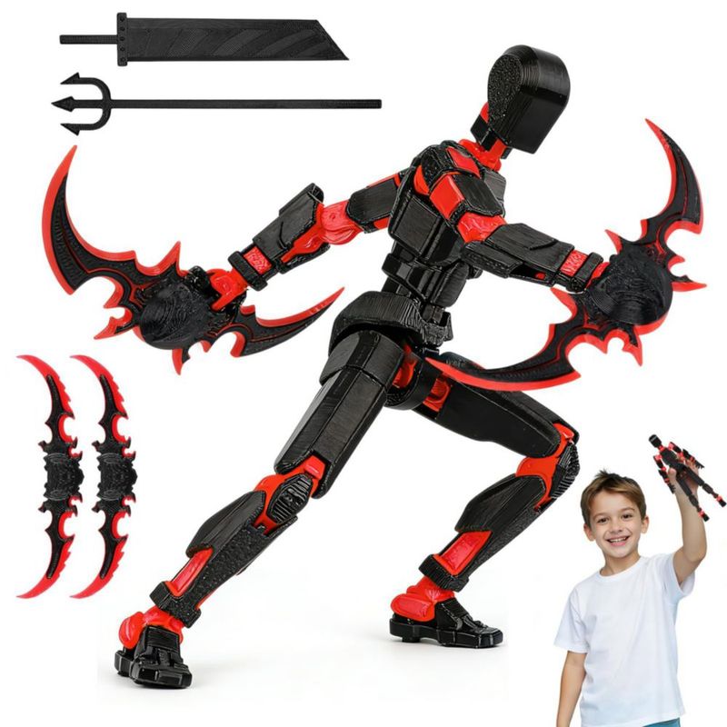 Figura Acción Toy 13 RUIAO Múltiples Articulaciones 3D Negro Rojo