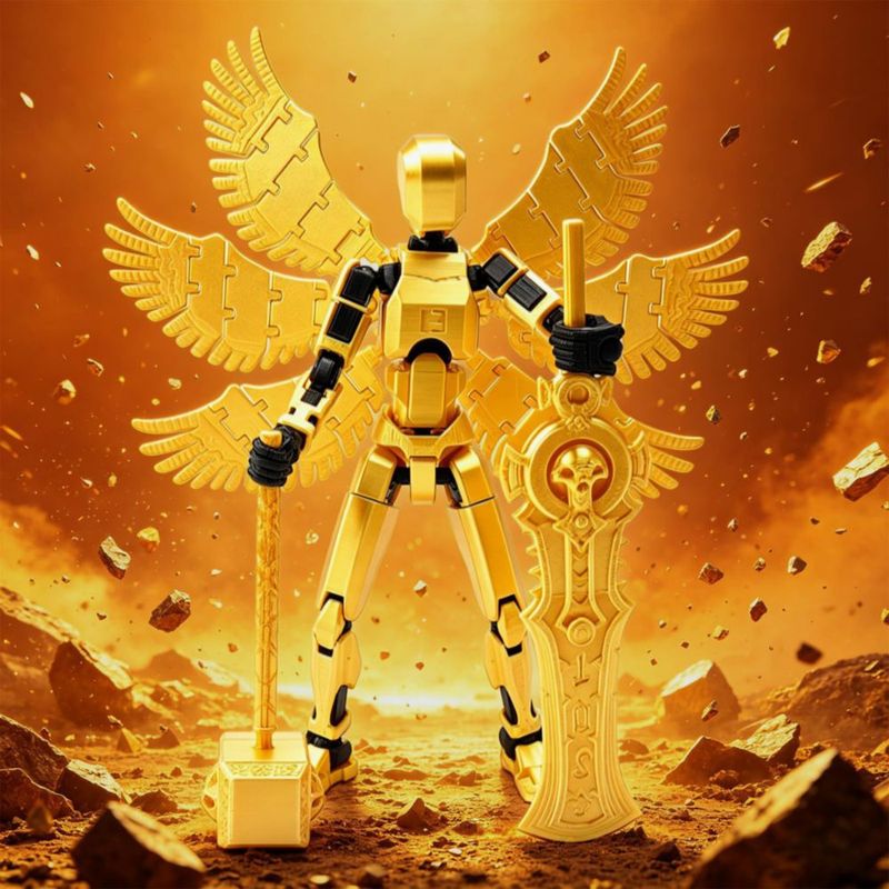Figura Acción Toy 13 HNTCSR Ángel Dorado Negro Multiarticular Impresa