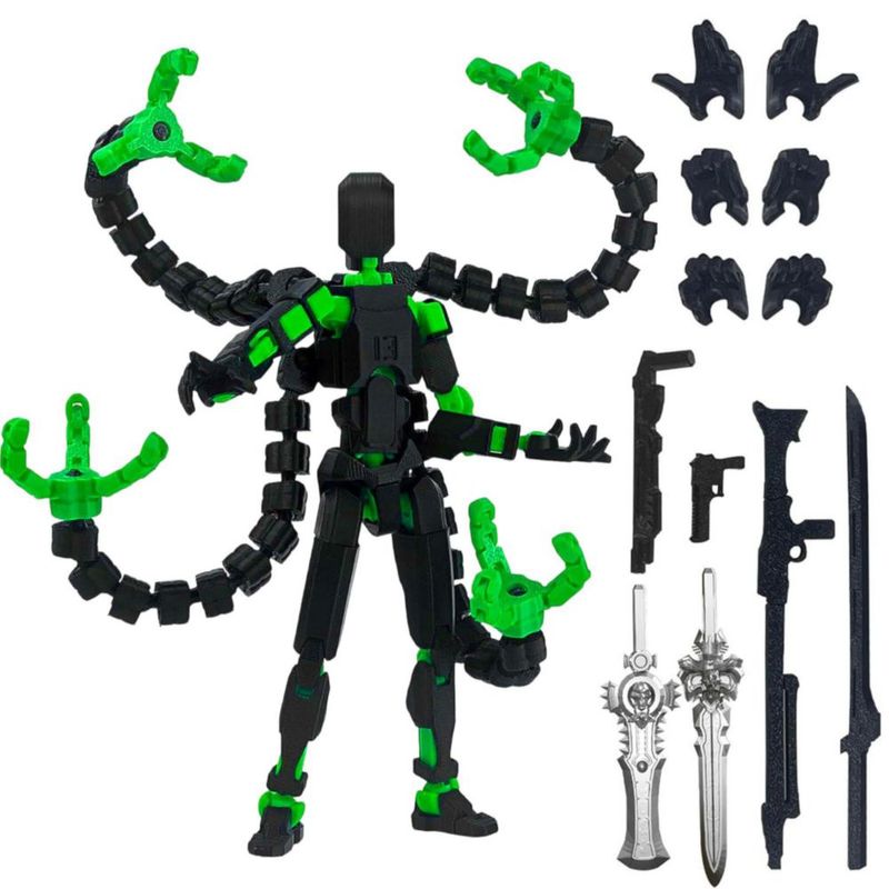 Figura Acción Toy 13 HNTCSR Pulpo Negro Verde Articulada