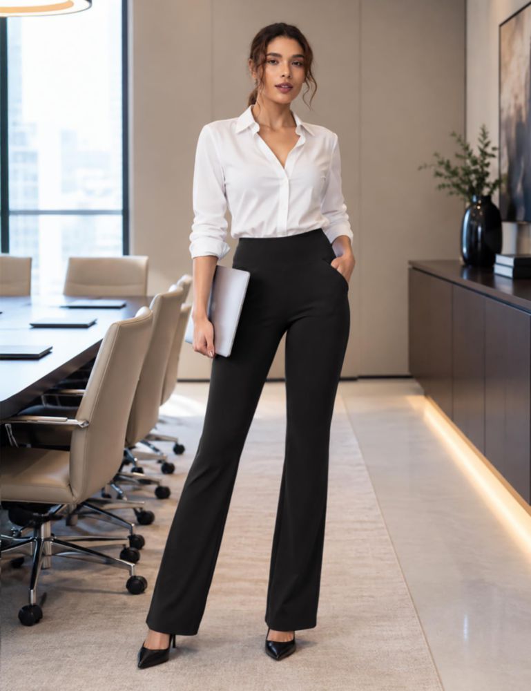 PANTALONES Ewedoos Leggings Flare para Mujer con Bolsillos