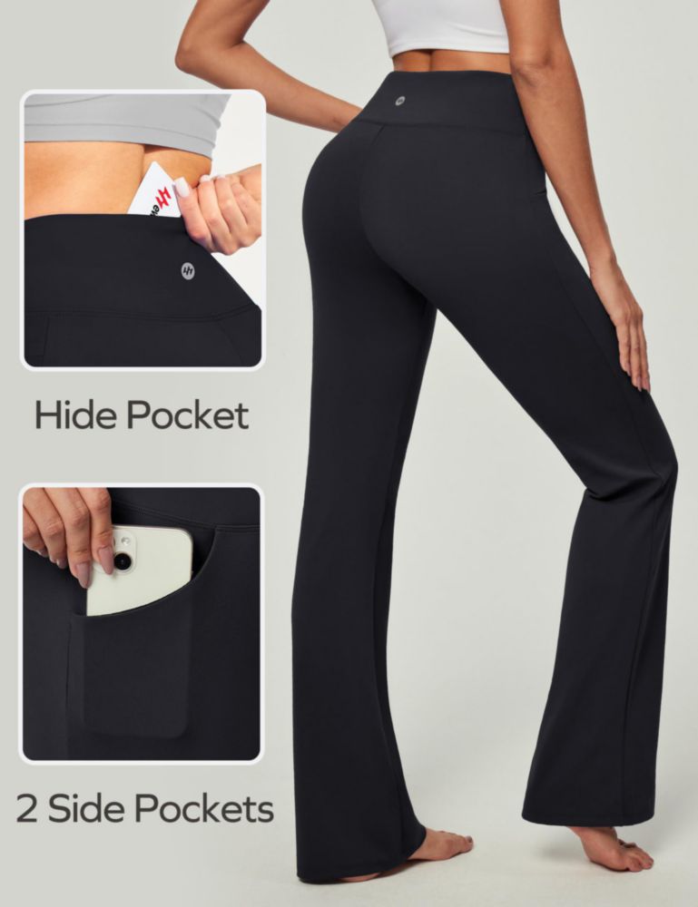 PANTALONES Ewedoos Leggings Flare para Mujer con Bolsillos