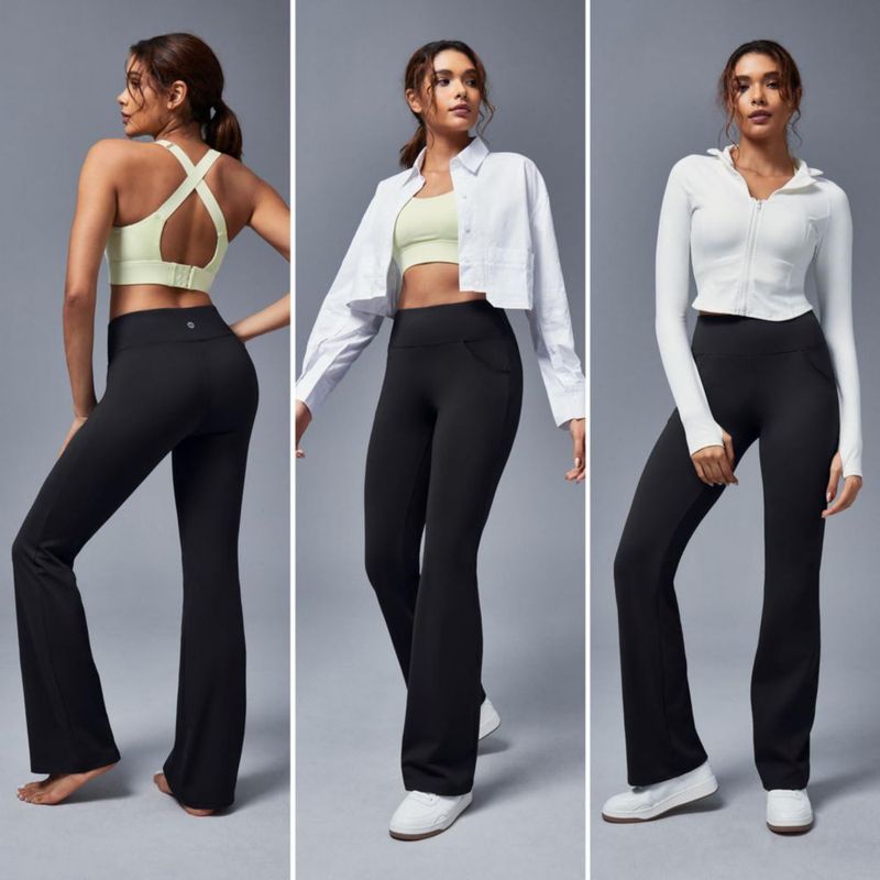 PANTALONES Ewedoos Leggings Flare para Mujer con Bolsillos
