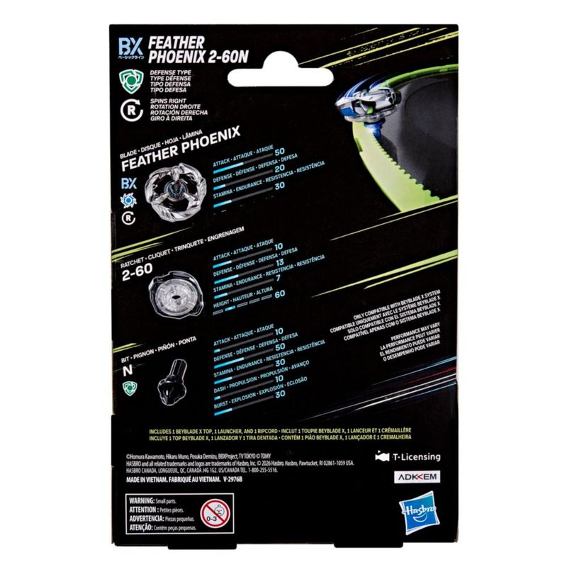 Beyblade X Trompo Kit Inicial Feather Phoenix 2 60N BX Multicolor