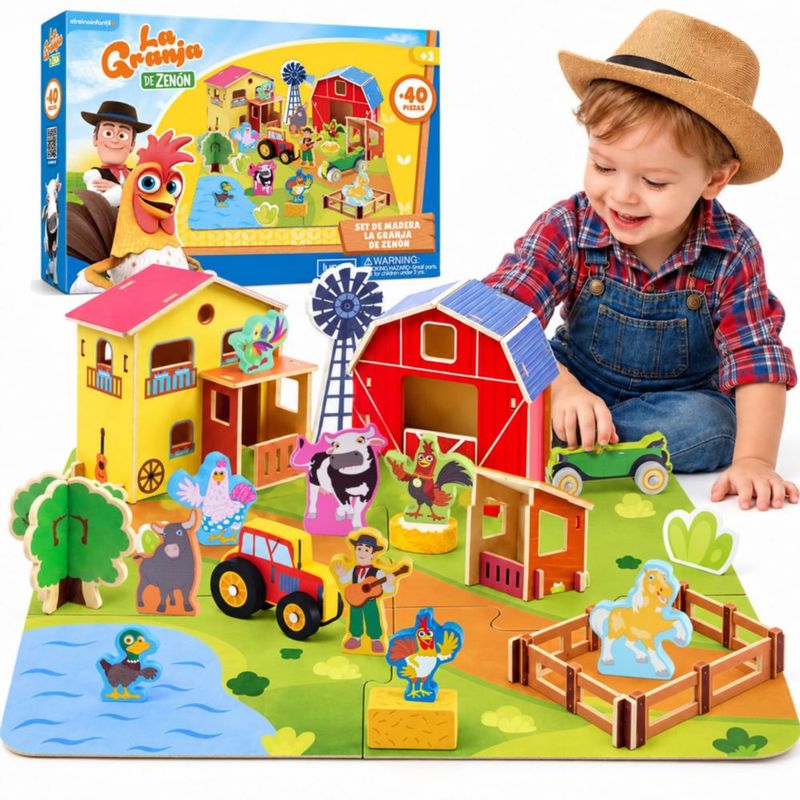 LUPPA La Granja de Zenón Set Madera 40 Piezas Alfombra Rompecabezas