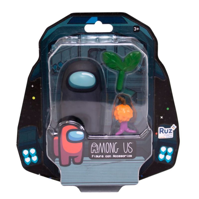 Ruz Mini Figura Tripulante Negro con Mascota 6 cm Edición Among Us