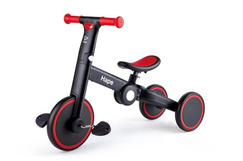 Hape Triciclo Multifuncional Plegable Ajustable Crece con el Niño Rojo