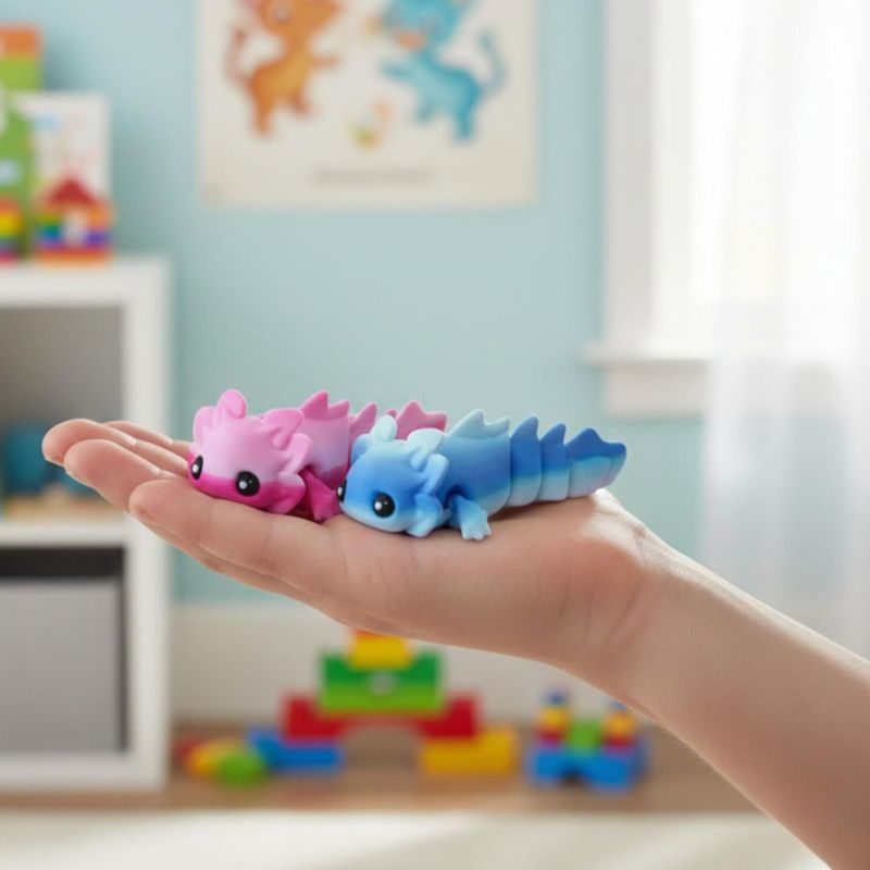 Paquete de 15 Mini Figuras Ajolote Articulado Binly Multicolor