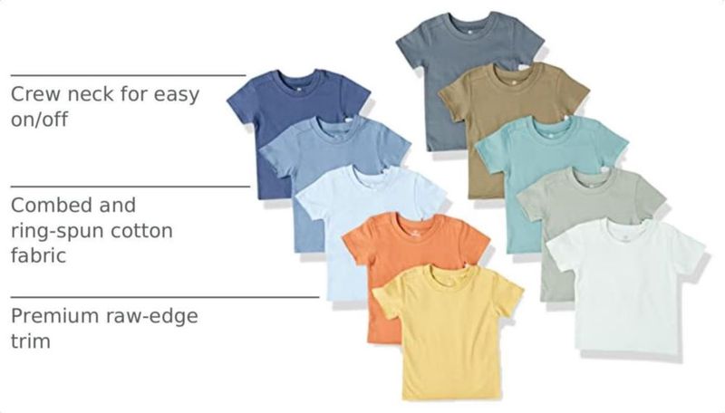 Camisetas HonestBaby 18 meses pack de 10 Rainbow Gems