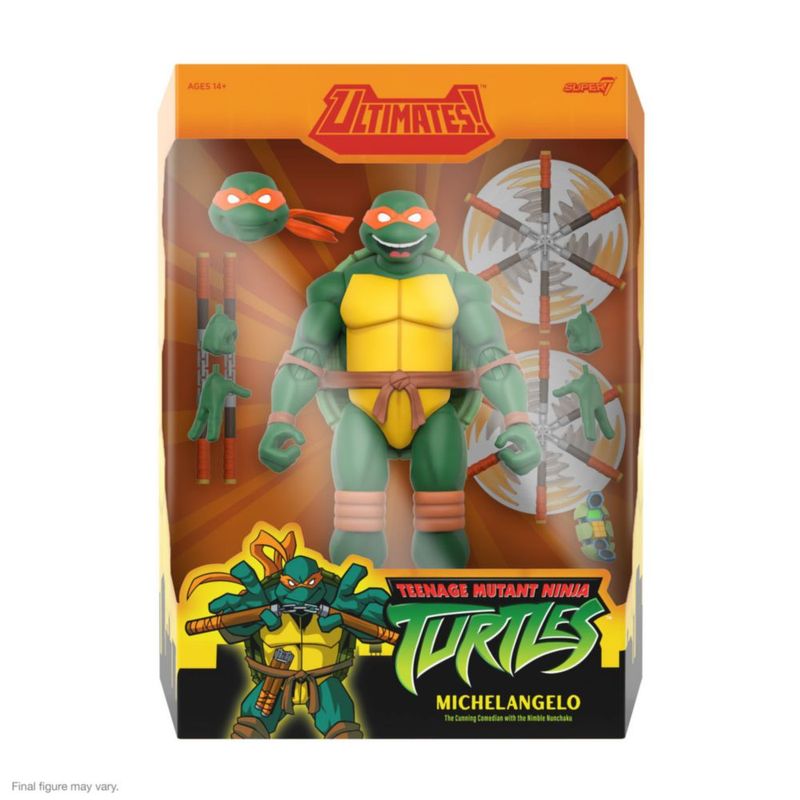 Super7 Michelangelo ULTIMATES TMNT 20 cm 2 Cabezas Intercambiables