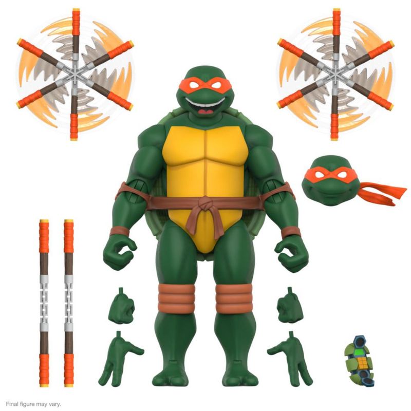 Super7 Michelangelo ULTIMATES TMNT 20 cm 2 Cabezas Intercambiables