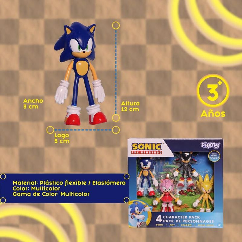 Ruz Sonic The Hedgehog Pack 4 Figuras Flexibles Multicolor