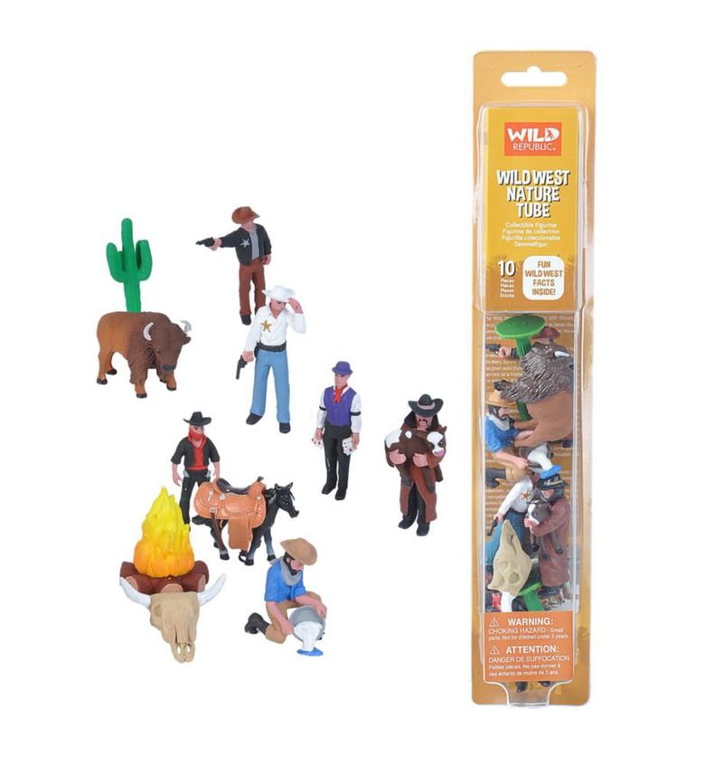 Figuras de Animales Salvaje Oeste Wild Republic 10 Piezas Tubo