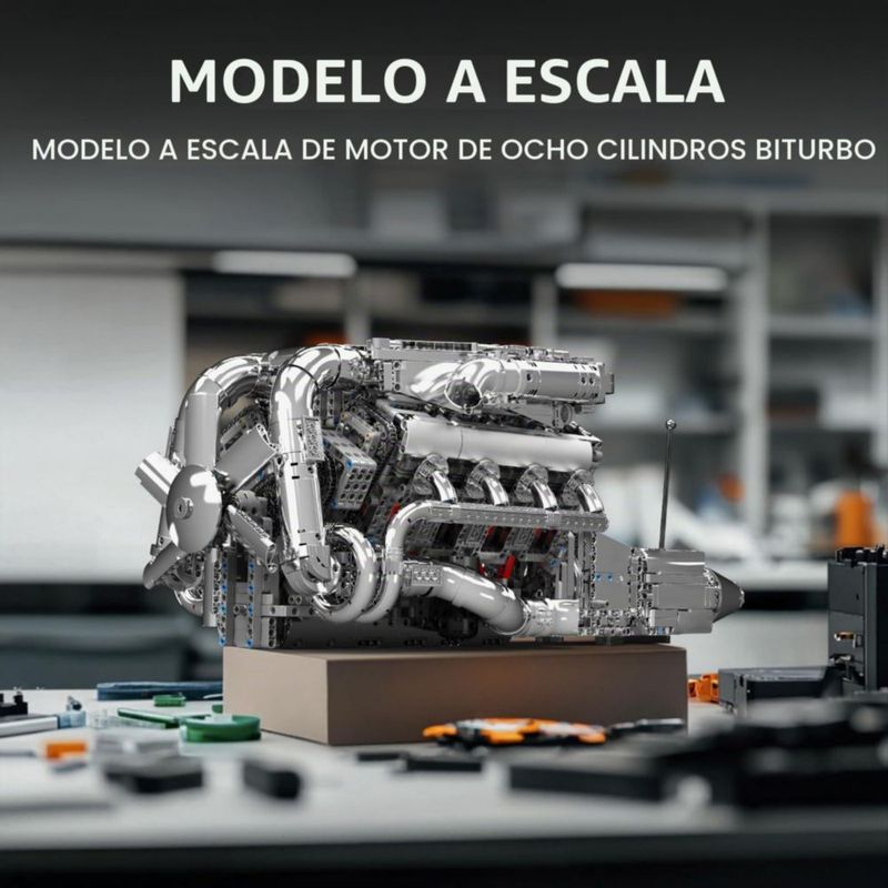 Kit de Modelo Motor V8 Mould King 2899 Piezas para Mayores de 14