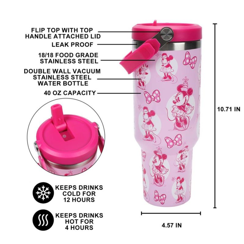 Botella Bioworld 12 L Minnie Mouse Rosa Acero Inoxidable