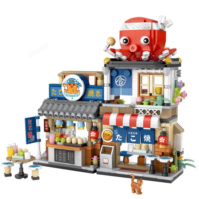 QIUXQIU Mini Takoyaki Shop 722 Bloques Japonés Creativo para Niños