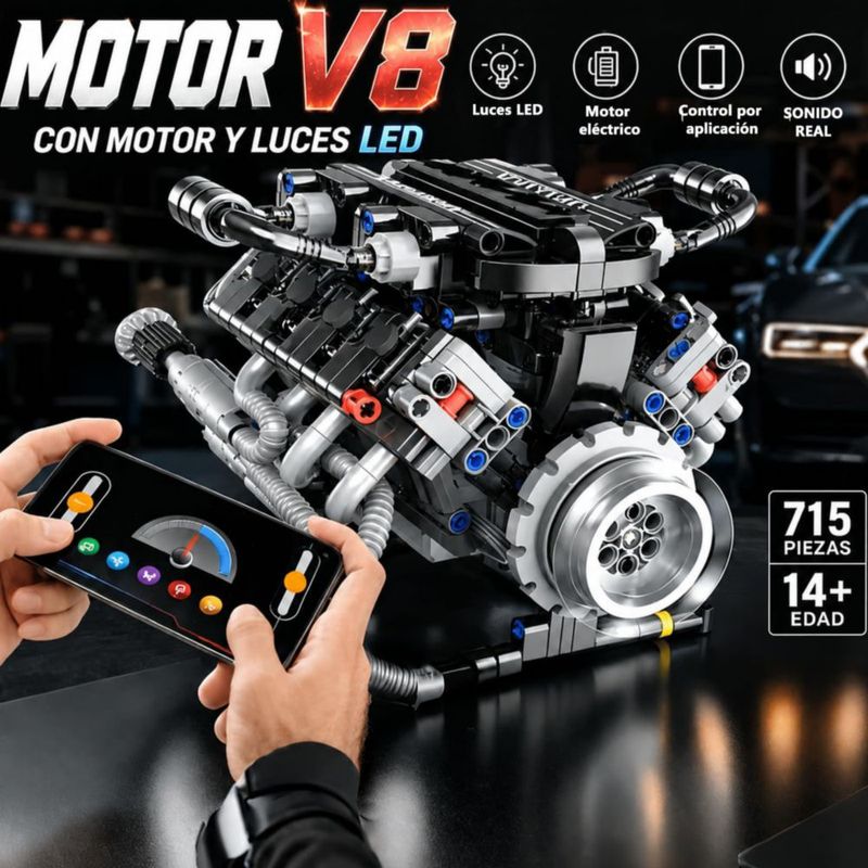 Motor V8 A Escala 715 Piezas YRHDYU